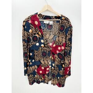 Options Button Cardigan Women 18 Printed Open Front Rayon Artsy Unique Jacket